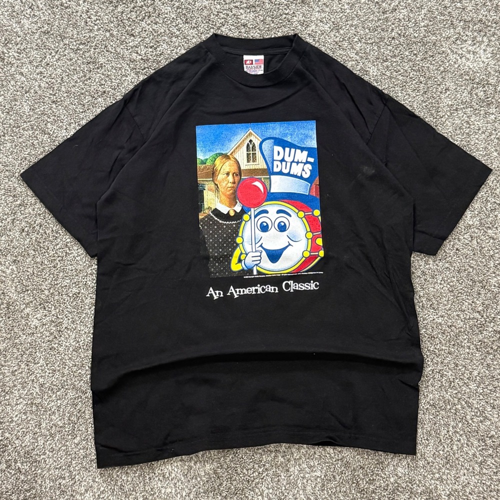 Vintage 2009 Dum-Dums American Classic T-Shirt Mens XL Black Bayside Made in USA